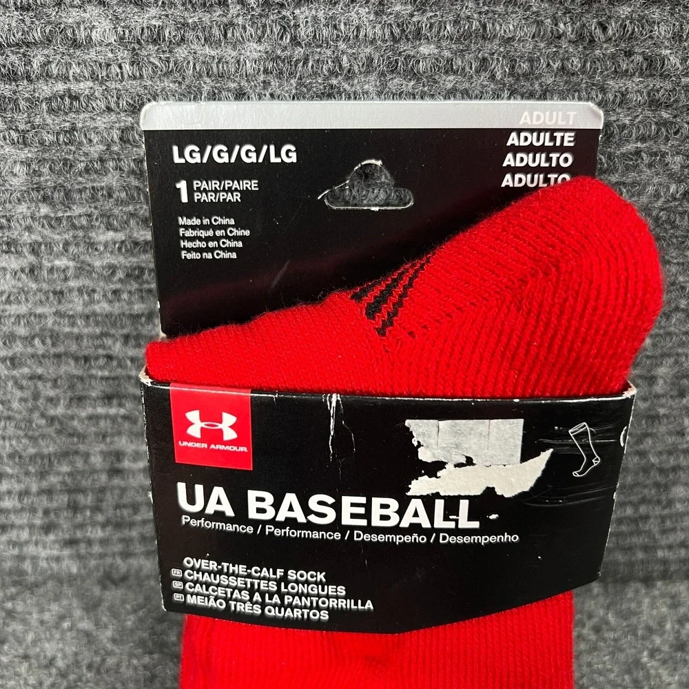 Under Armour Socks Adult Size Large Red Baseball New in Package